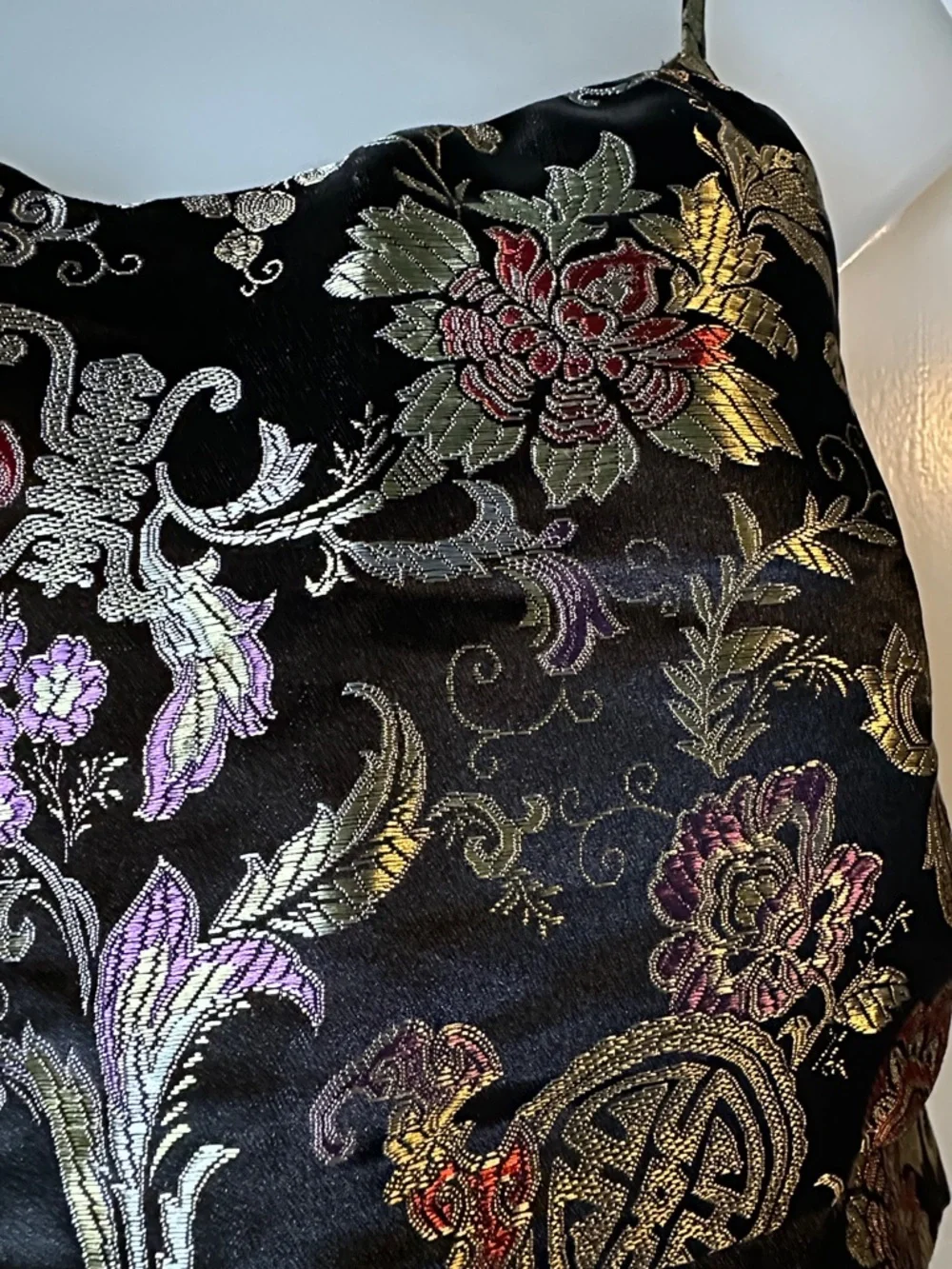 Polly & Esther Black Metallic Floral Brocade Cami - Picture 2 of 4